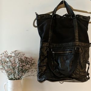 Deena & Ozzy UO black faux leather canvas bag